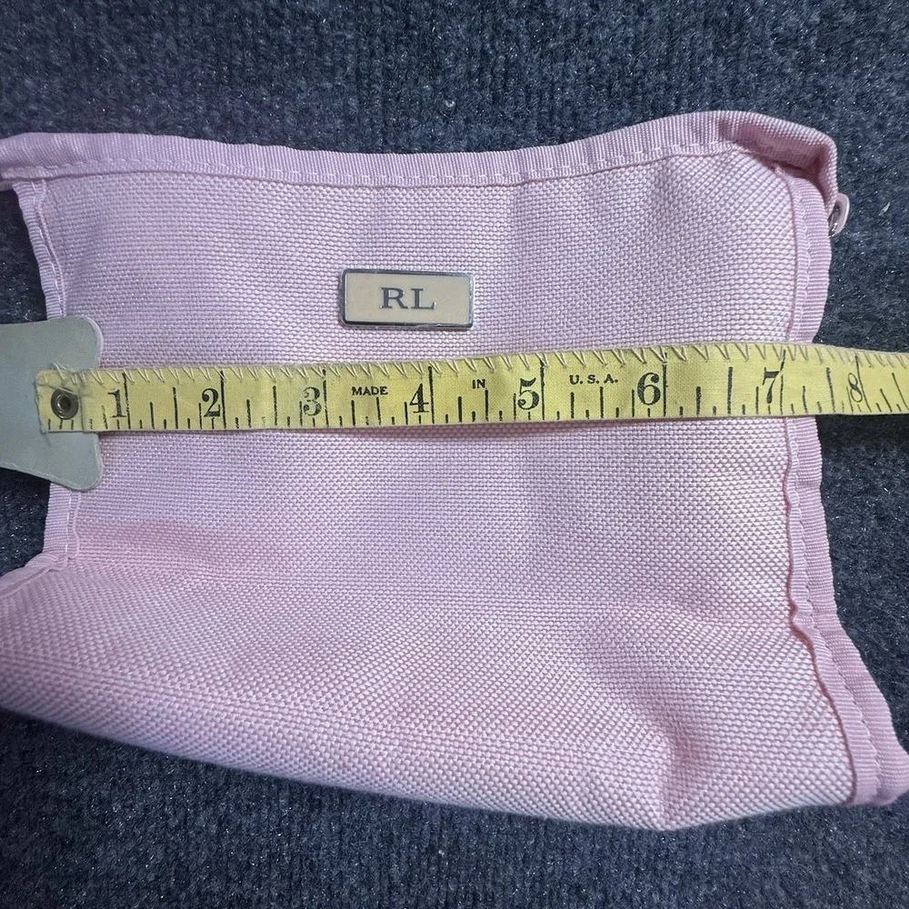 Ralph Lauren RL Pink Canvas Cosmetic Makeup Travel Pouch Zip Bag Fragrance